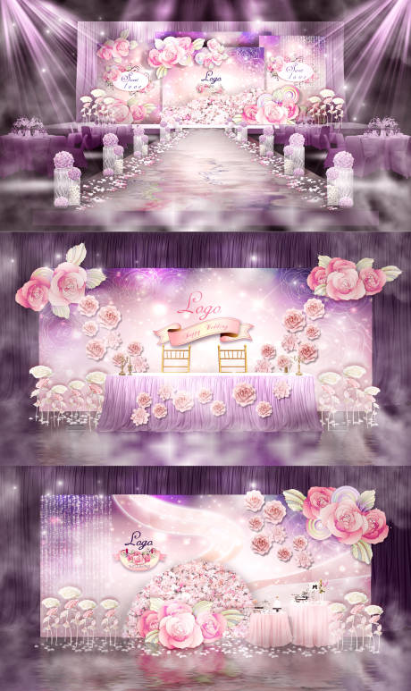 粉紫色婚礼效果图-源文件【享设计】