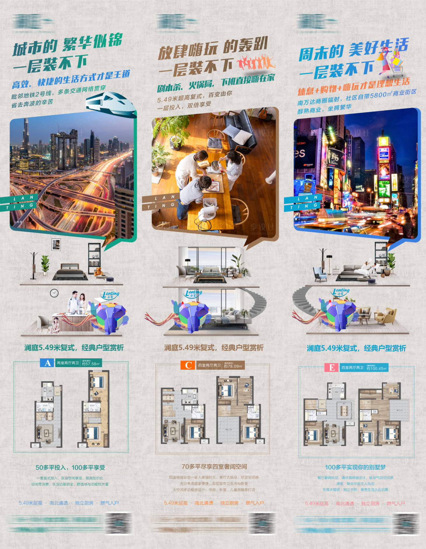 源文件下載【享設計】搜索編號：90650005247833802【LOFT公寓綜合配套價值點系列海報】