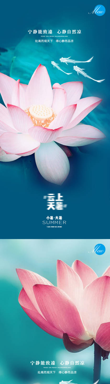 源文件下载【小暑大暑荷花锦鲤系列海报】编号：43120005328664668