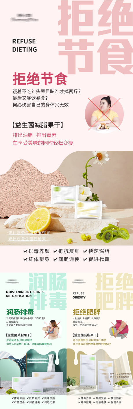 源文件下载【减肥产品功效系列海报】编号：79420005184524848