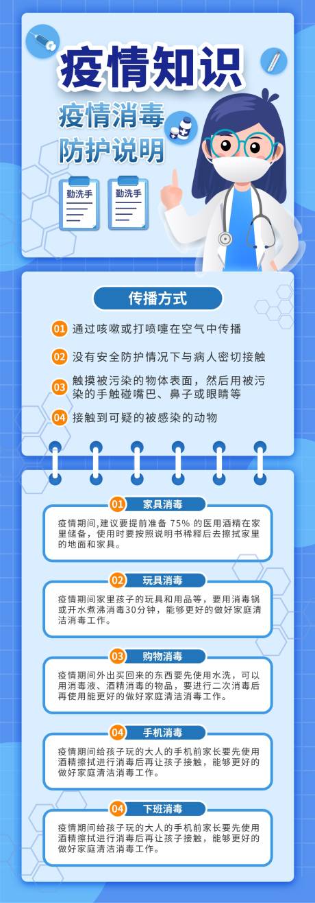 编号：20210603013508322【享设计】源文件下载-蓝色卡通疫情疾控卫生消毒防护指南