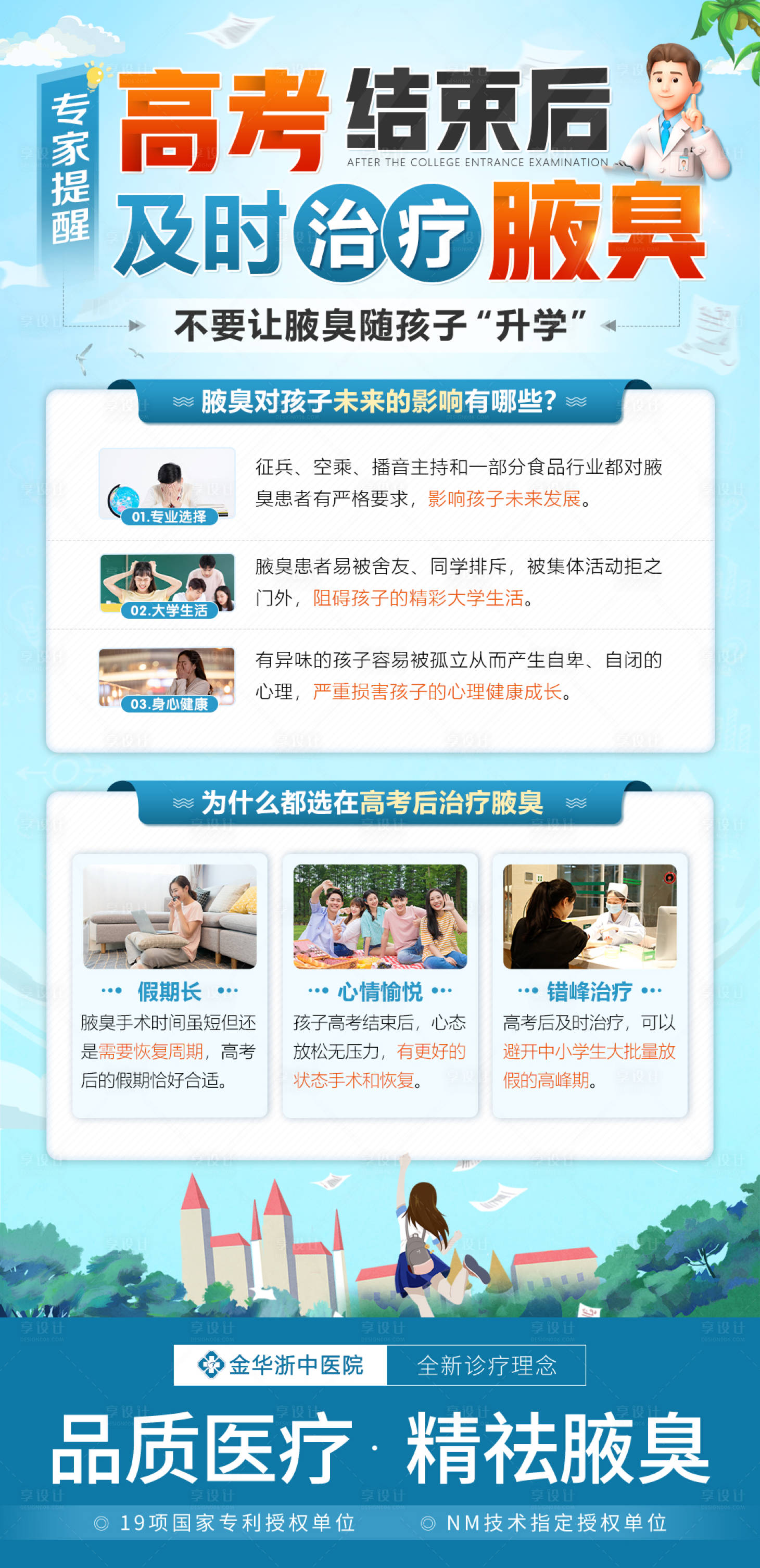 源文件下载【享设计】搜索编号：63580005099708320【医疗科普蓝色海报腋臭高考毕业季】