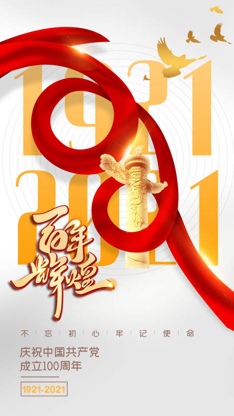 源文件下载【建党100周年纪念海报】编号：95600005118162133