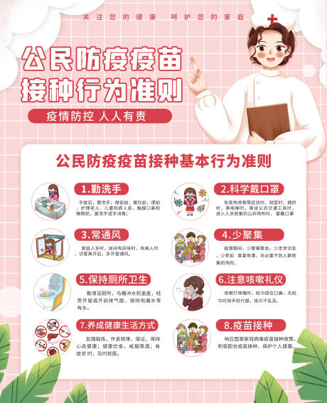 源文件下载【公民防疫疫苗接种基本行为海报】编号：70810005305734583