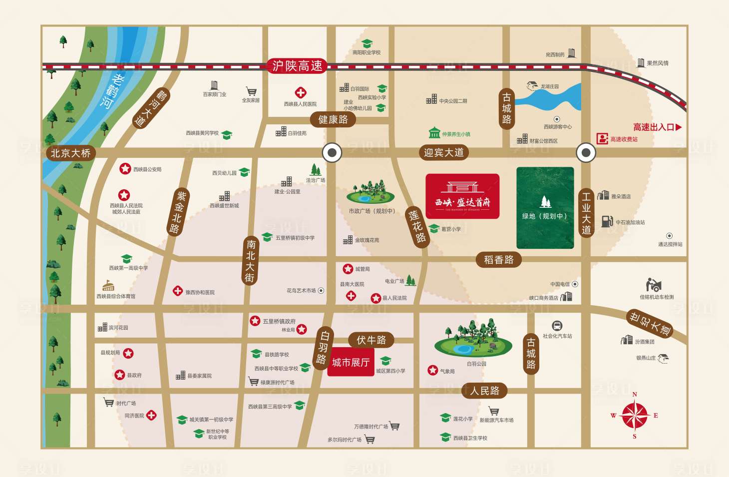 源文件下载【房地产项目区位图广告展板】编号：41180005513441270