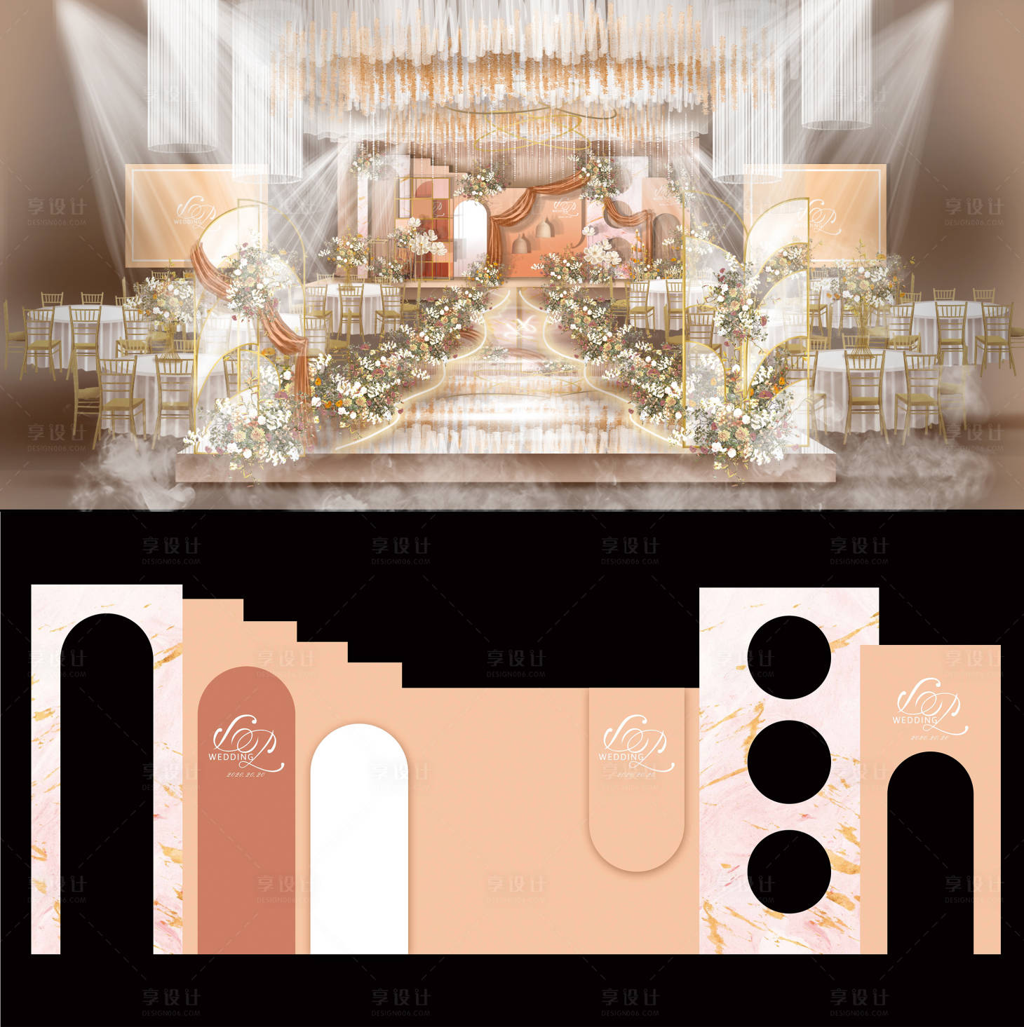 源文件下载【享设计】搜索编号：16700005688965804【婚礼舞台活动展板】