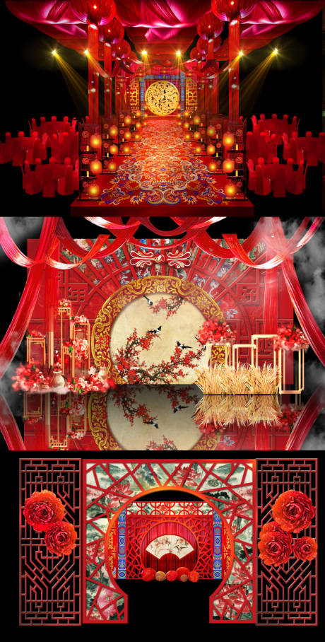 红色中式婚礼效果图共鸣主题效果图-源文件【享设计】