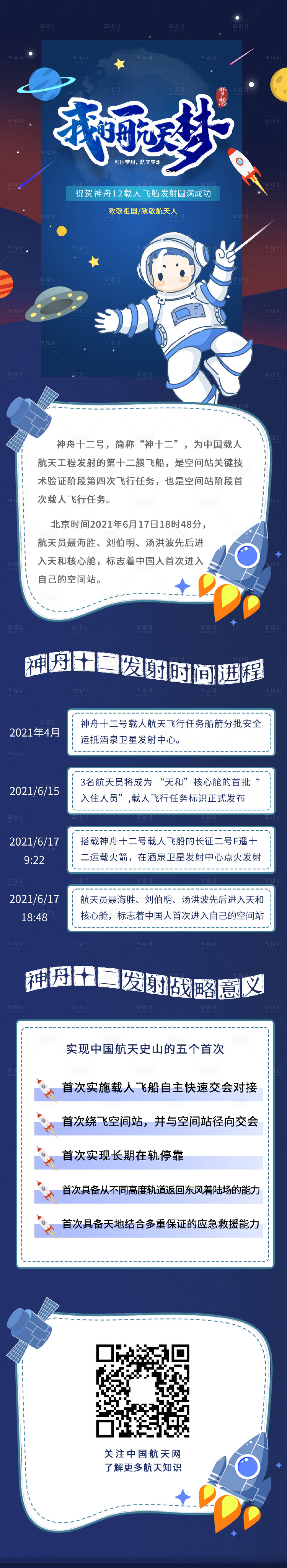 源文件下载【享设计】搜索编号：90510005464824286【中国神舟十二载人飞船发射成功宣传】