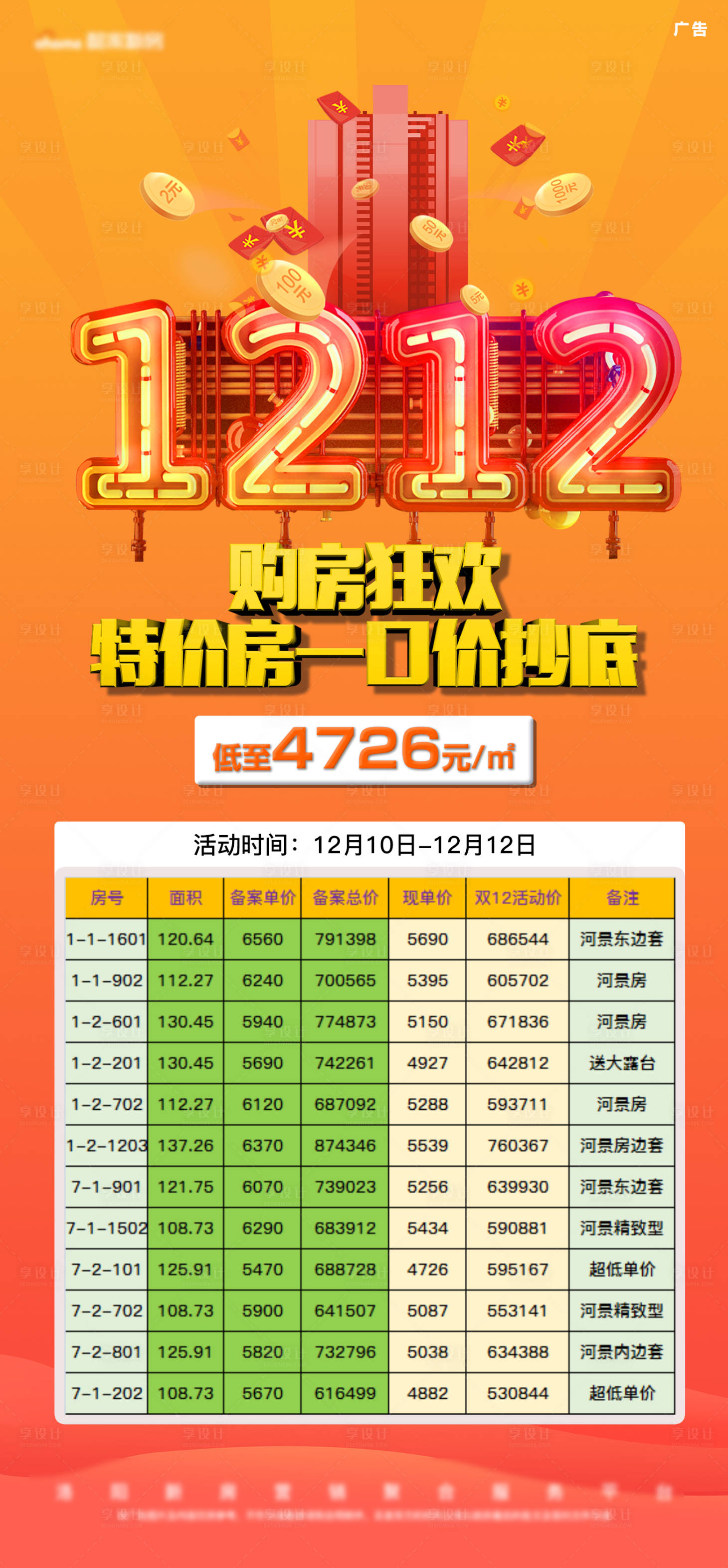 源文件下载【享设计】搜索编号：75630005411462429【双12购房狂欢特价房海报】