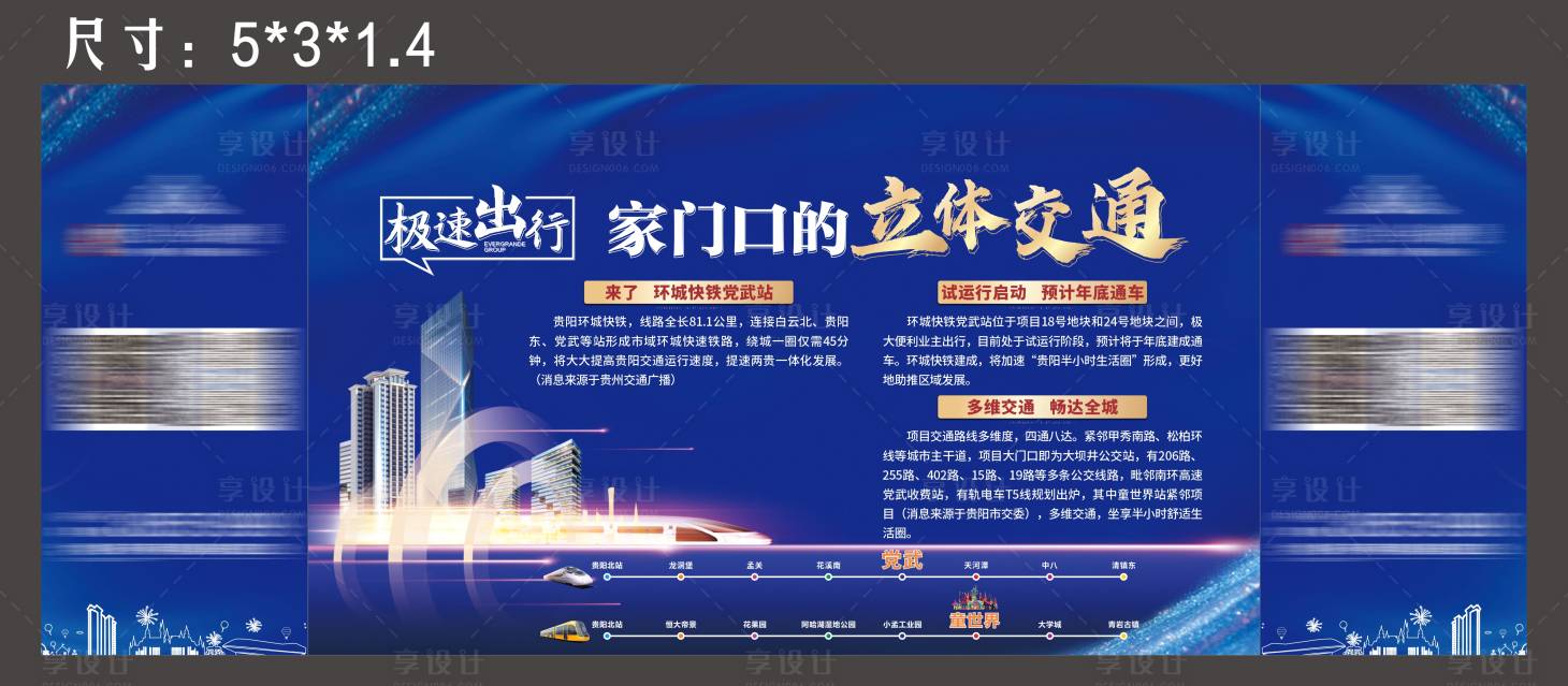 源文件下載【享設(shè)計(jì)】搜索編號(hào)：33620005375706759【地產(chǎn)高鐵藍(lán)金廣告展板】