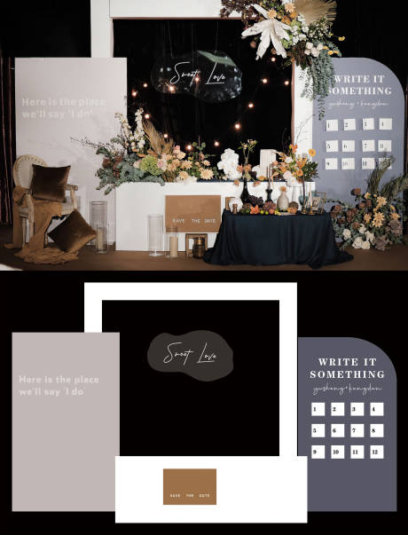 源文件下载【享设计】搜索编号：88670005734066659【婚礼舞台活动展板】