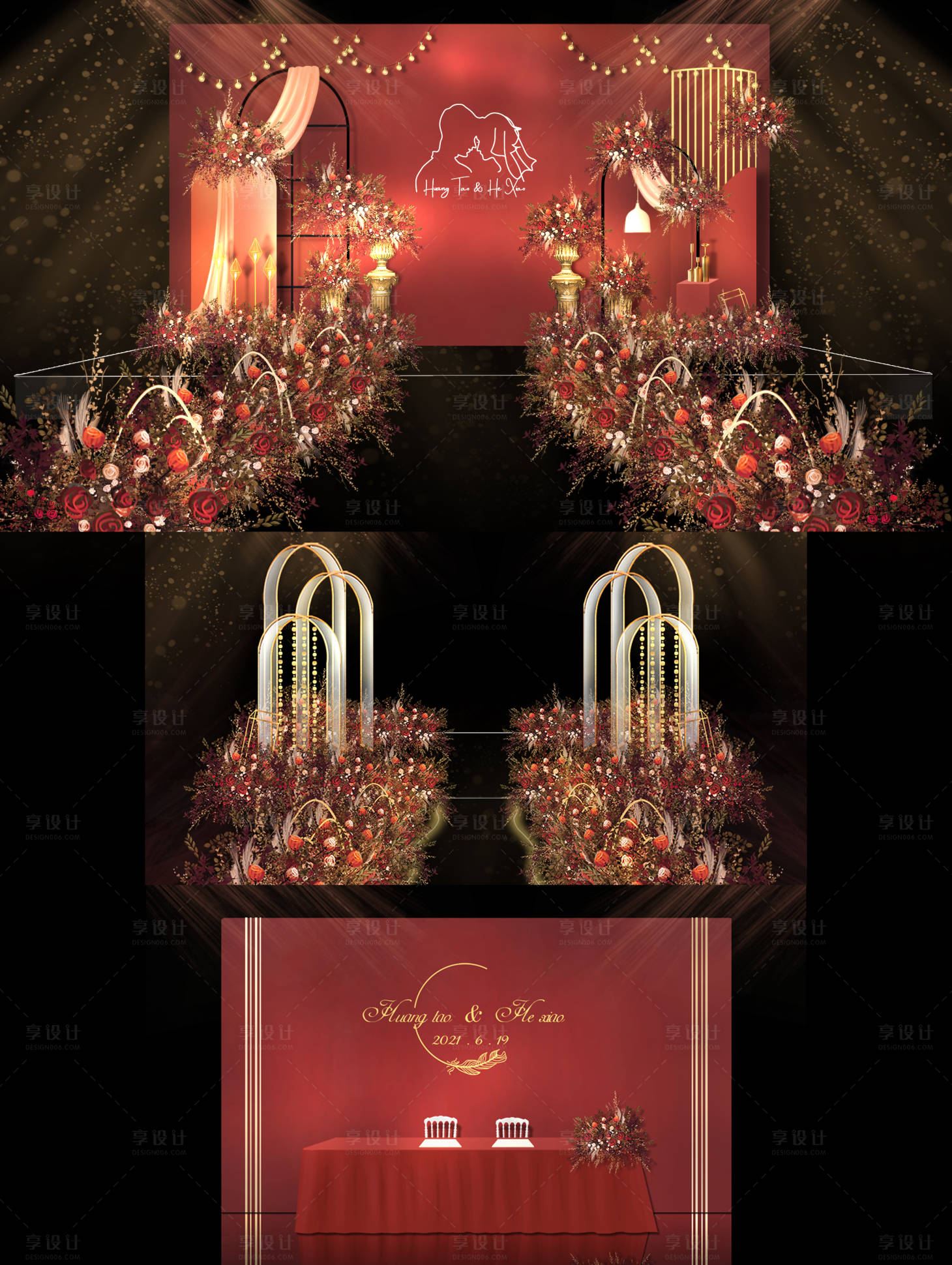 源文件下载【红色系婚礼活动展板】编号：31020005375195804