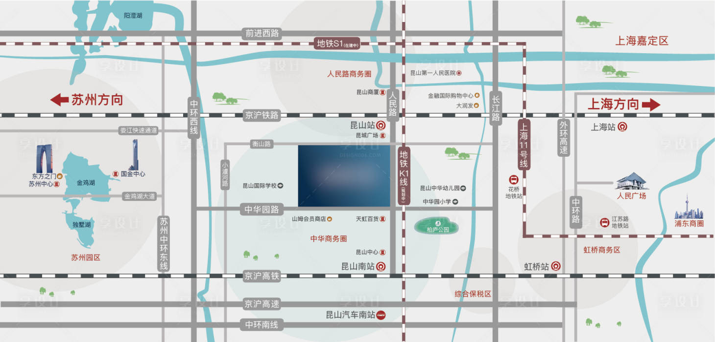 源文件下載【昆山區(qū)位圖】編號：26770005600494105