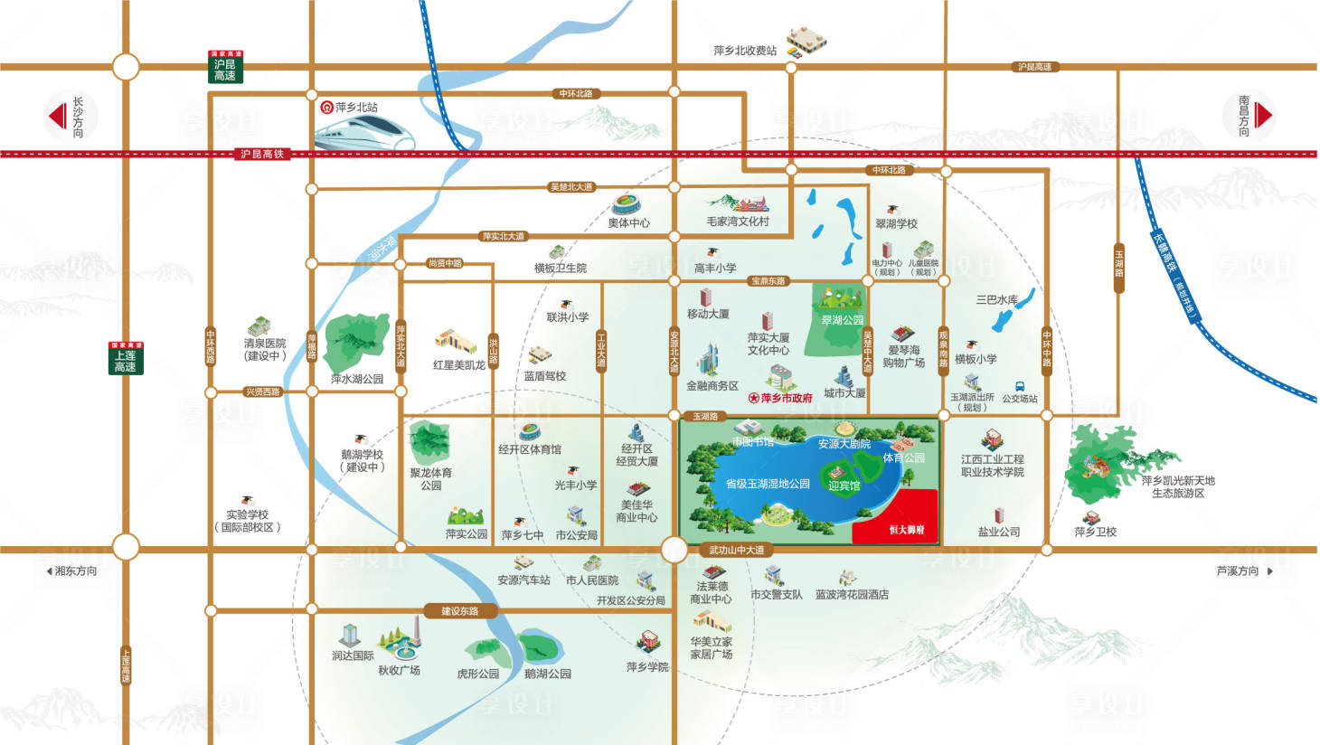 源文件下载【享设计】搜索编号：92830006113182702【房地产区位图】