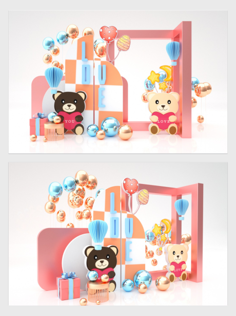 编号：20210807210054199【享设计】源文件下载-粉色可爱小熊美陈设计