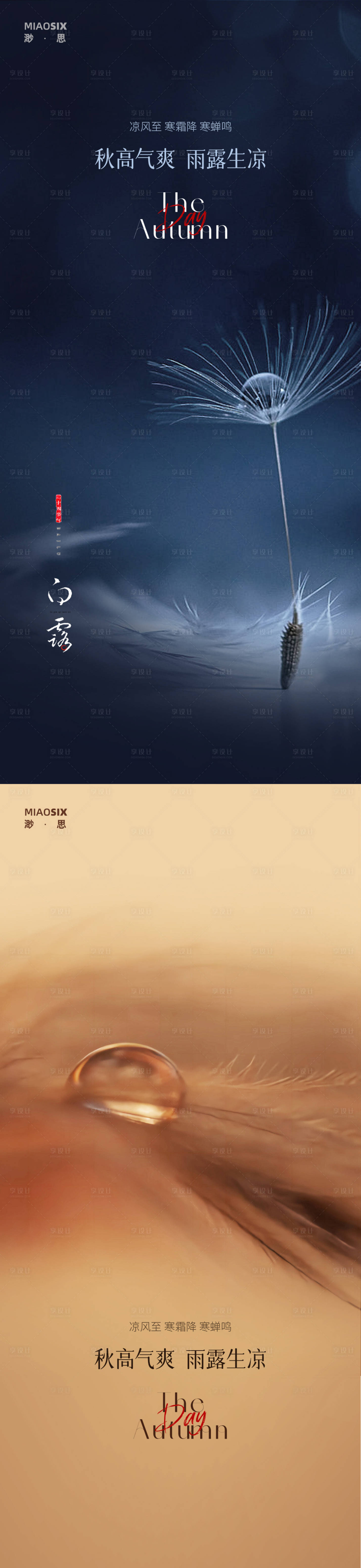 源文件下载【享设计】搜索编号：98960006038166222【白露纯色系列海报】