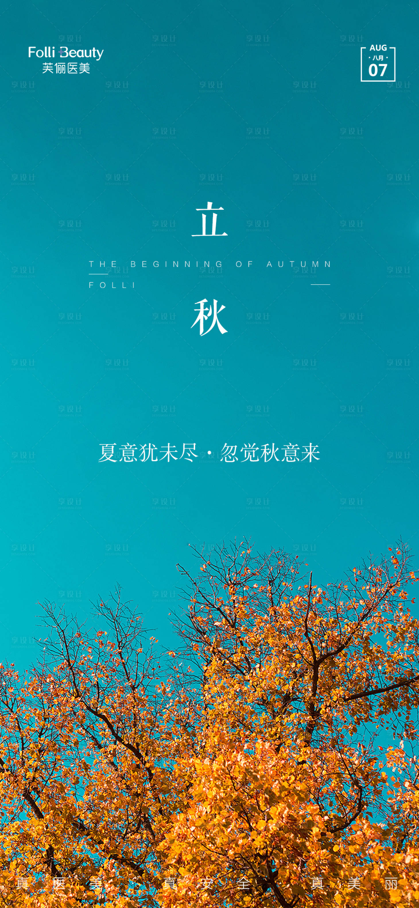 源文件下载【享设计】搜索编号：19910005908496929【医美整形立秋节气海报】