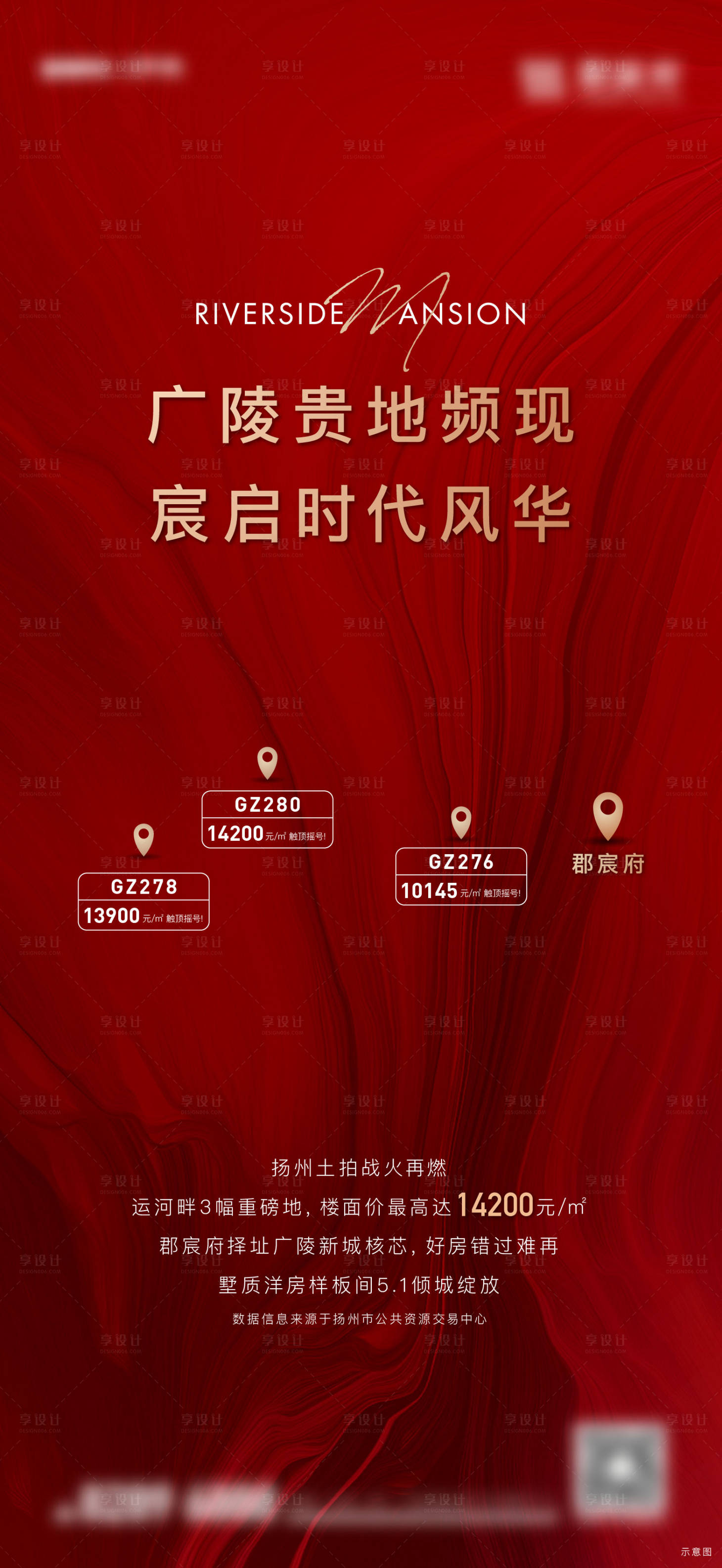 源文件下载【地产红色土拍海报】编号：64430005885435670