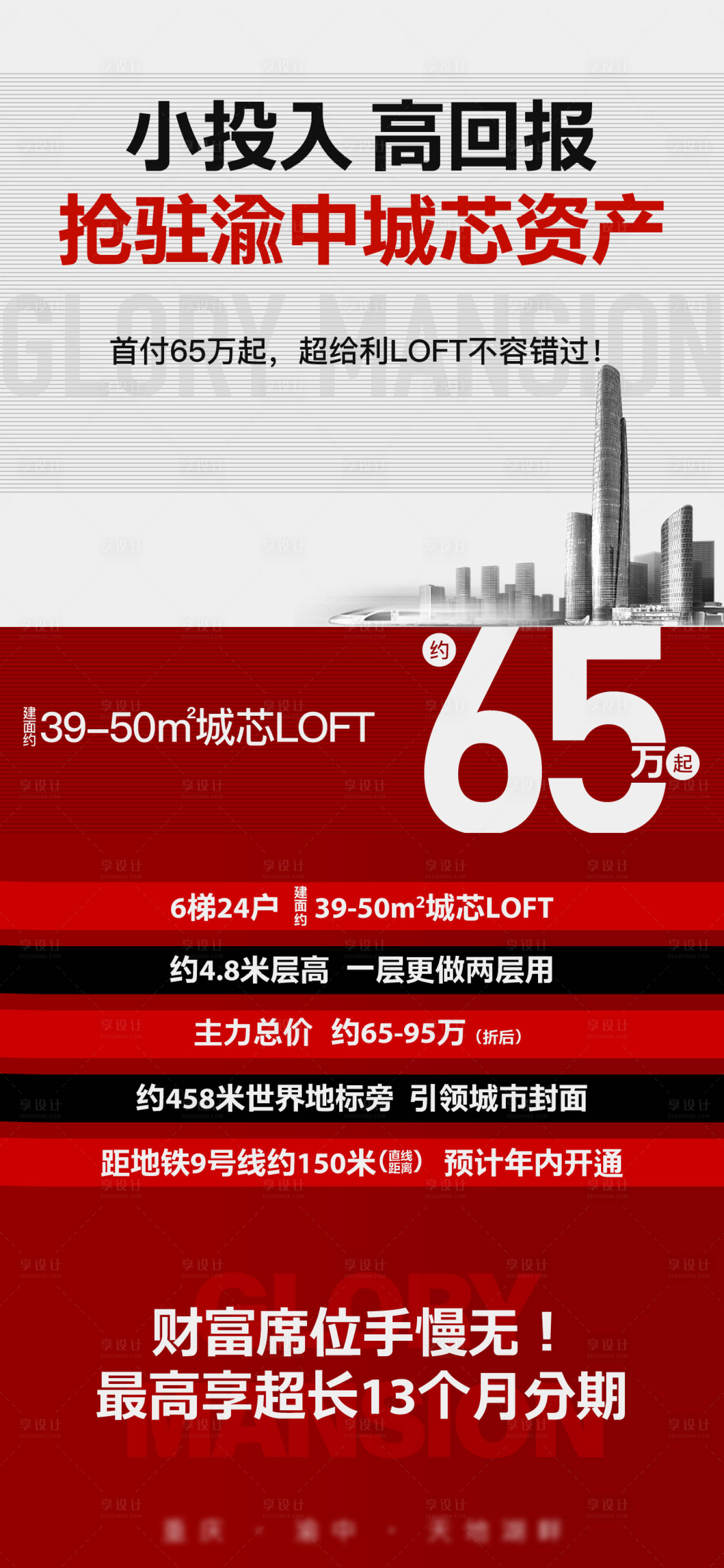 源文件下載【享設計】搜索編號：80390006227838750【地產紅色熱銷分銷投資海報】