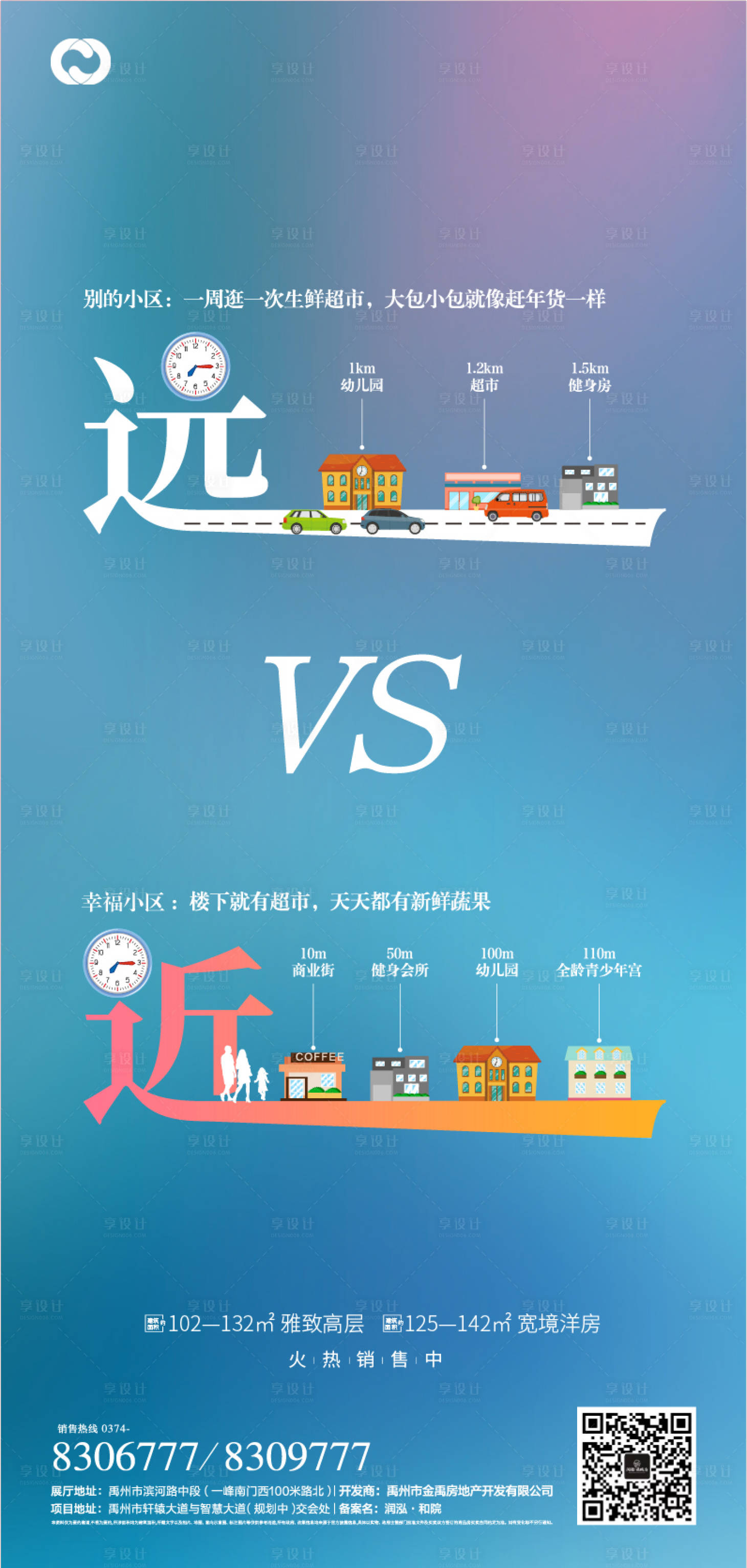 源文件下載【享設計】搜索編號：31020006020803618【價值點對比海報地產遠近對比】