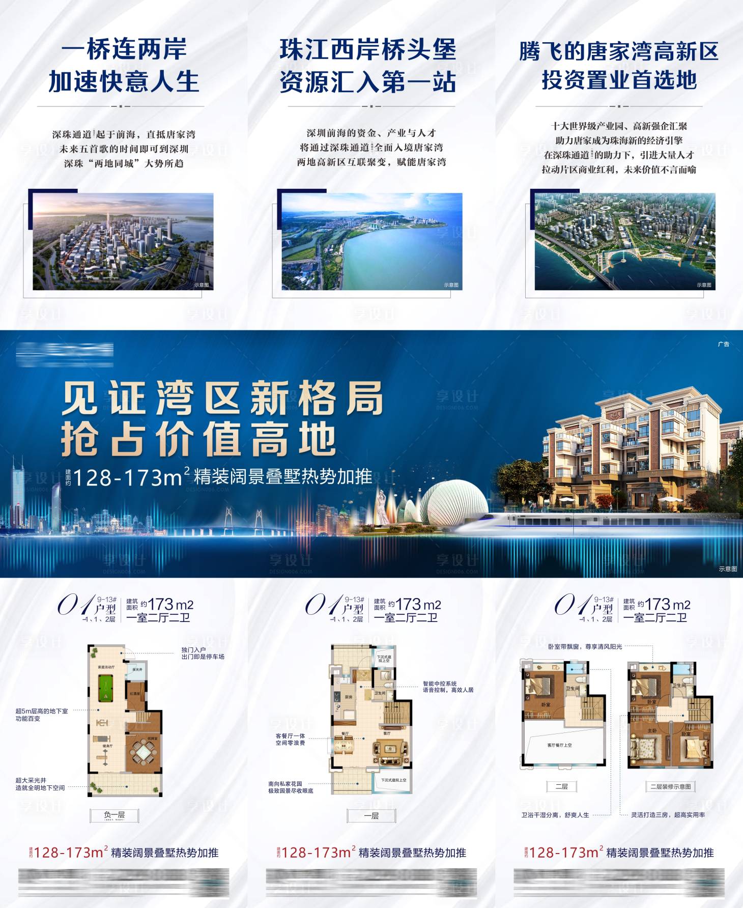 源文件下載【享設計】搜索編號：82480006244603363【地產灣區價值高地三宮格海報】