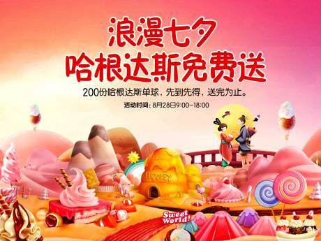源文件下载【七夕哈根达斯活动展板】编号：21090006067787464
