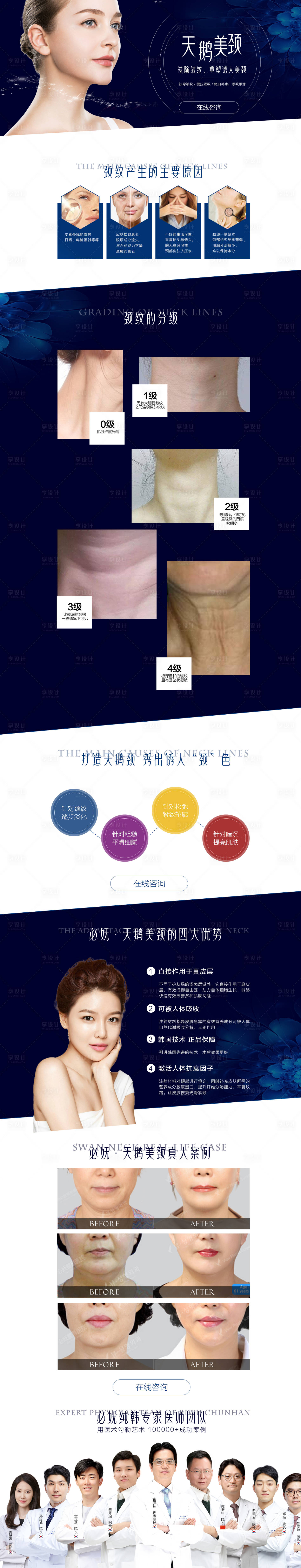 源文件下载【享设计】搜索编号：83850005844856766【医美天鹅美颈网站长图专题设计】