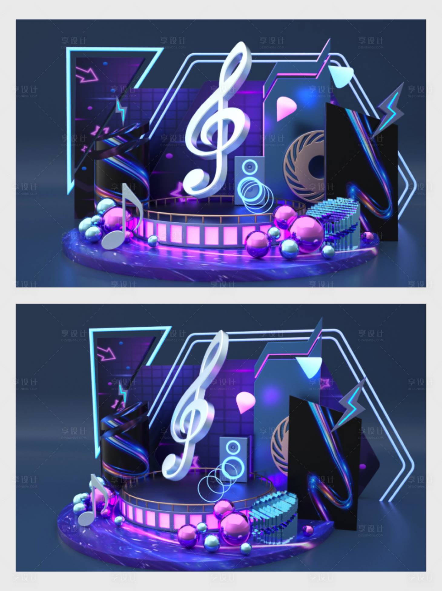 源文件下载【享设计】搜索编号：26820005943334958【蓝色炫酷音乐节美陈设计】