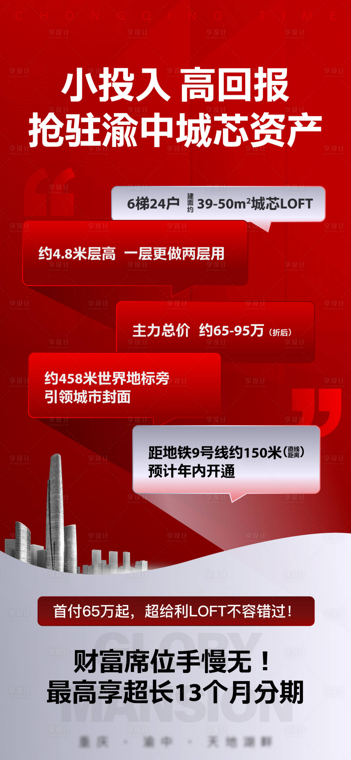 源文件下载【享设计】搜索编号：20500006371757732【地产红色热销分销投资海报】