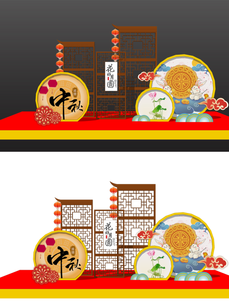 源文件下载【红色中国风中秋佳节美陈设计】编号：87810006342604893