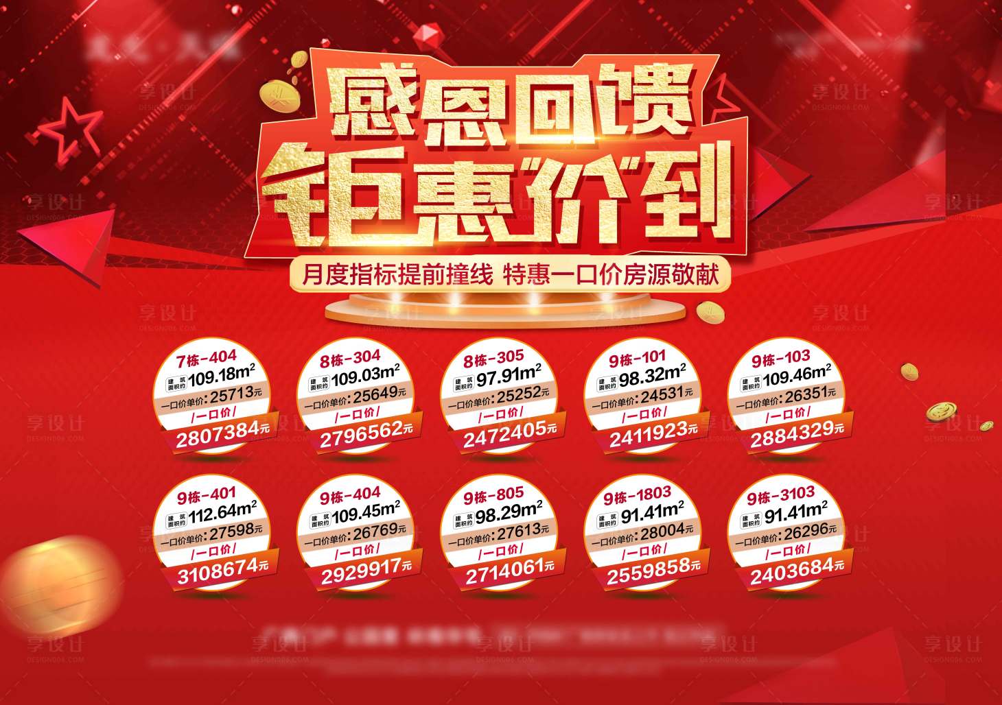 源文件下載【享設計】搜索編號：54740006394164282【房地產促銷一口價活動展板】