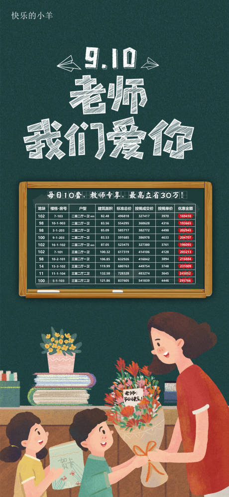 源文件下载【享设计】搜索编号：18030006315064295【教师节特价房活动海报】