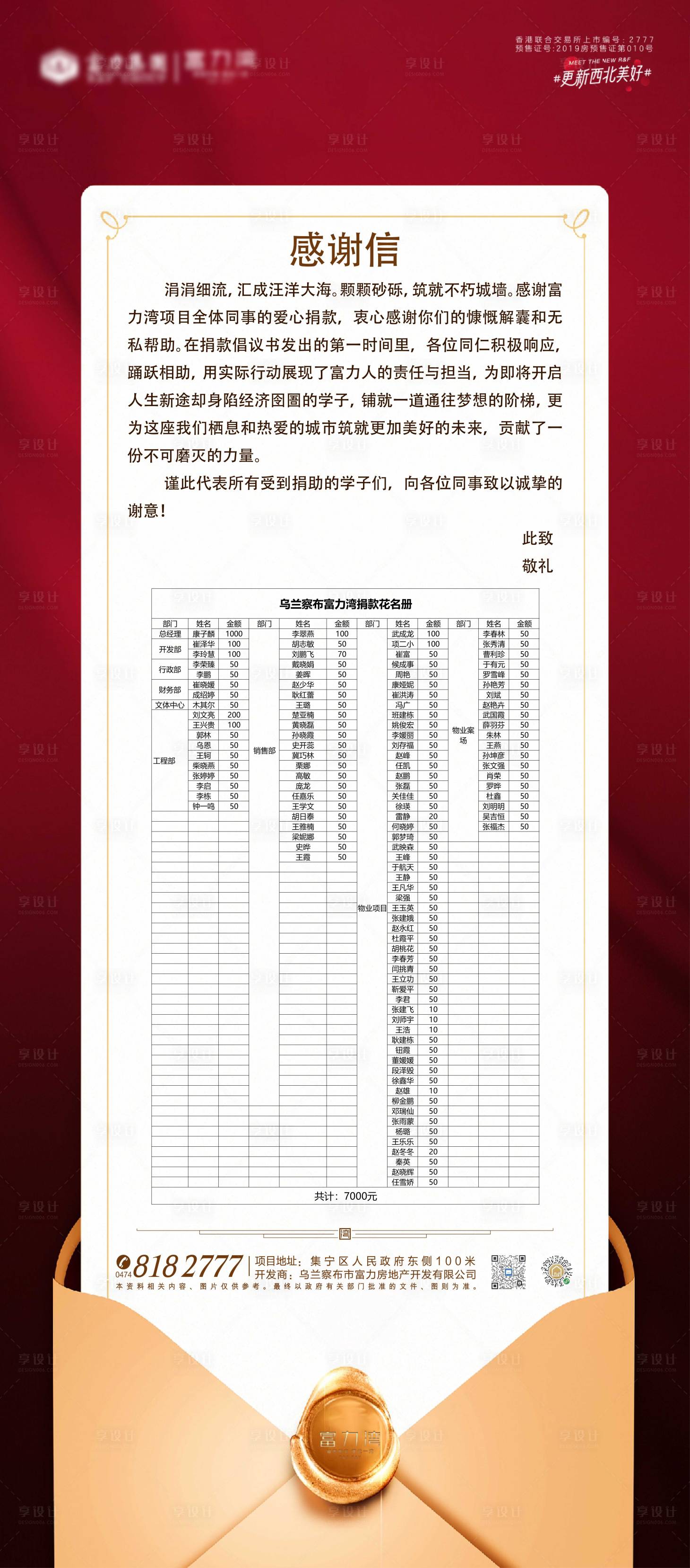 源文件下載【享設計】搜索編號：57910006338863781【地產慈善愛心捐款感謝信長圖海報】