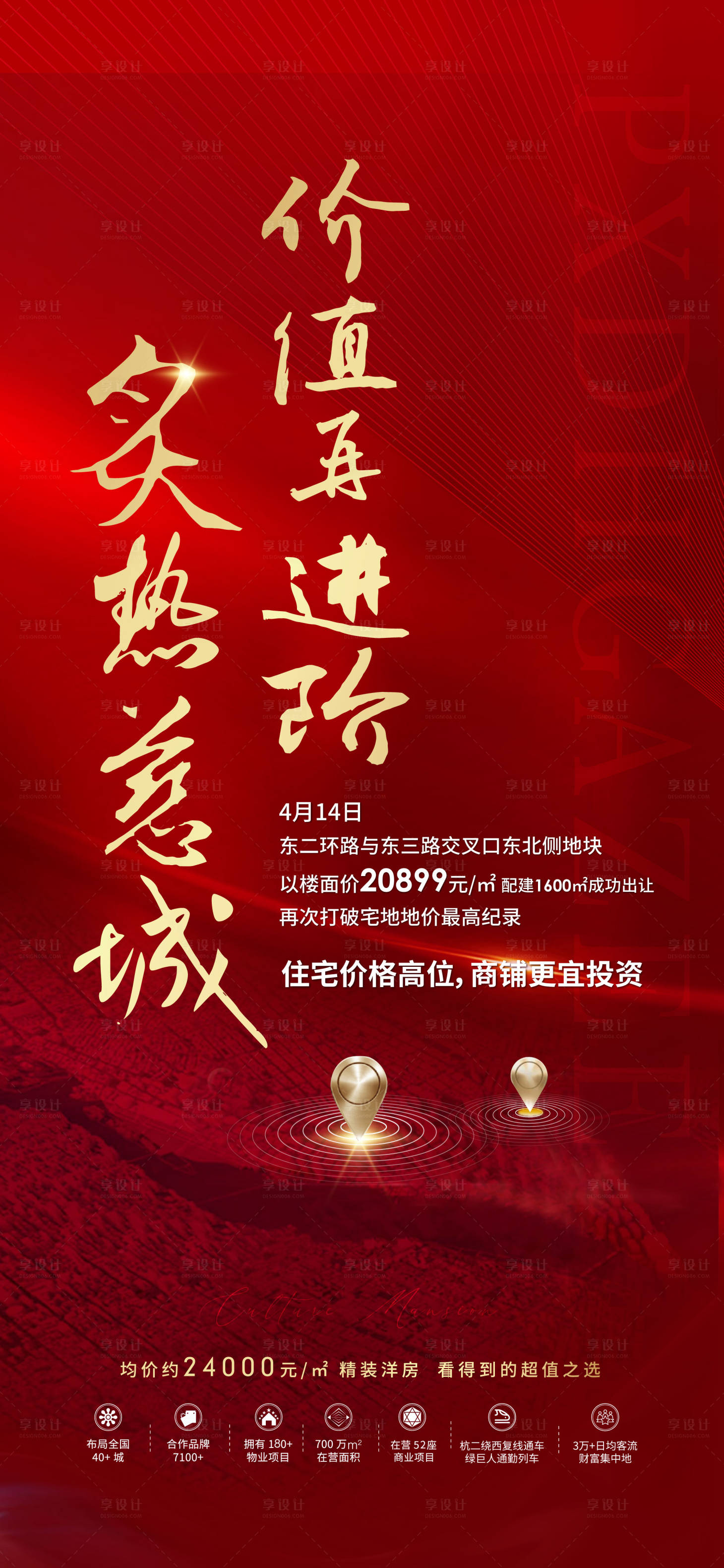 源文件下載【地產紅色土拍拿地海報】編號：54450006510358357