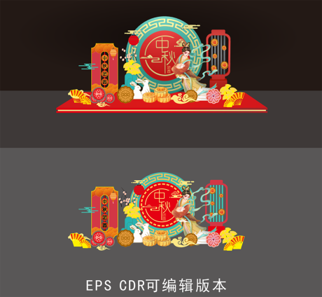源文件下載【享設計】搜索編號：88500006342658278【中國風紅色中秋節美陳設計】