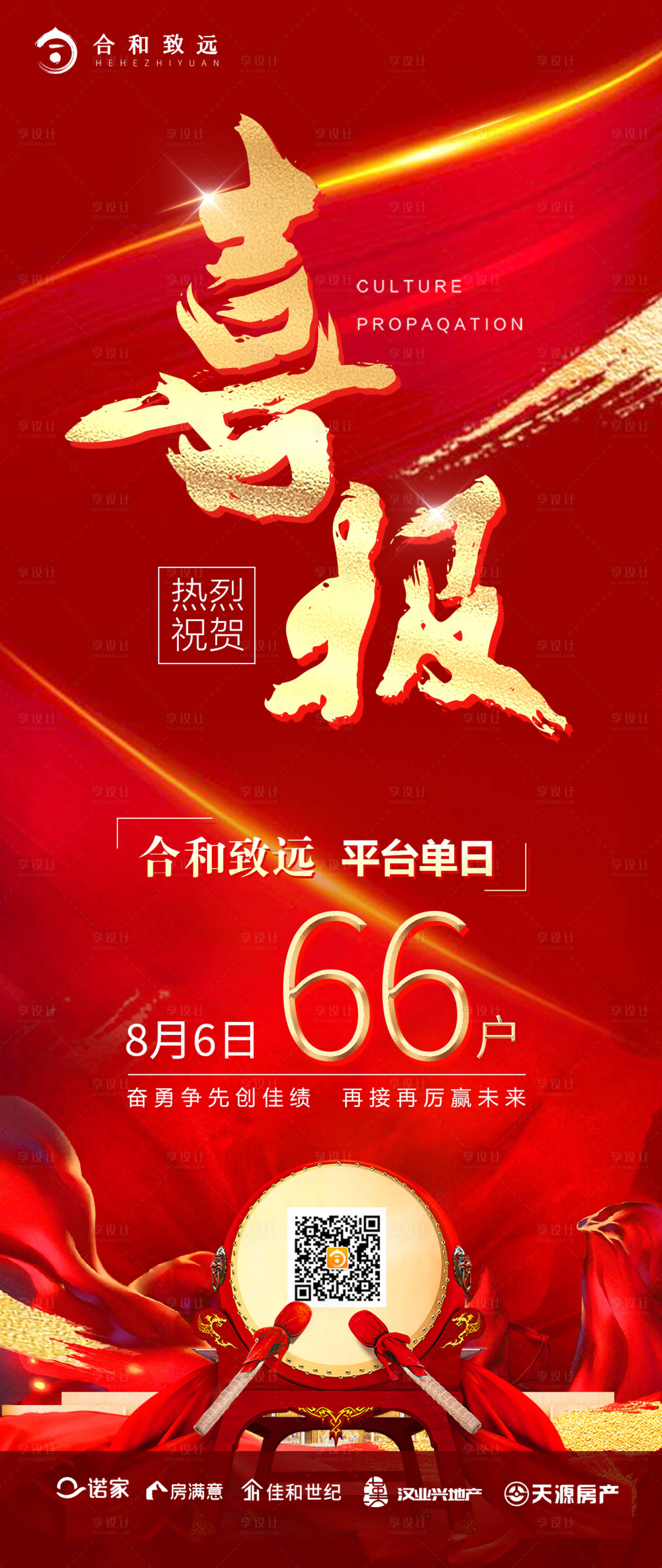 源文件下载【享设计】搜索编号：16400006397368224【地产红色热销喜报海报】