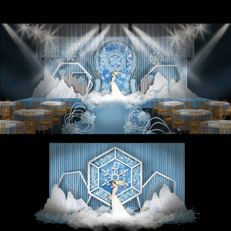 源文件下载【梦幻冬季蓝色主题婚礼背景】编号：47160006687511327