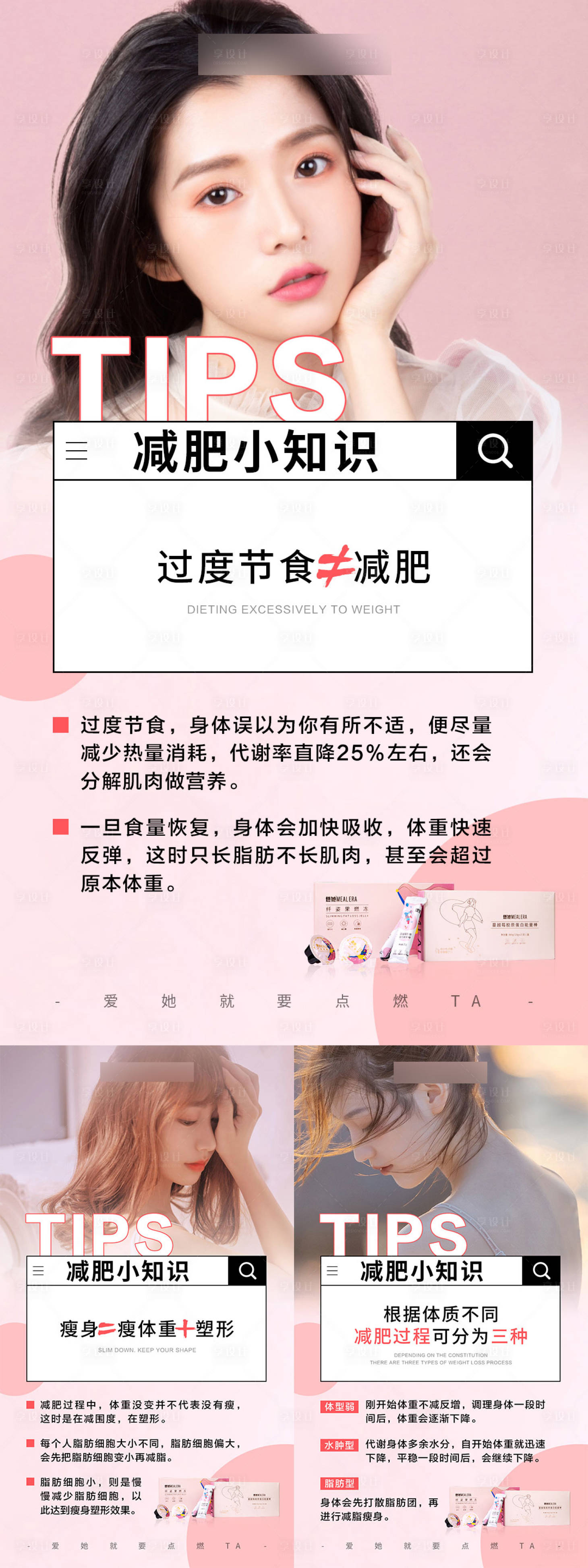 源文件下载【享设计】搜索编号：61520006393886235【减肥小知识系列海报】