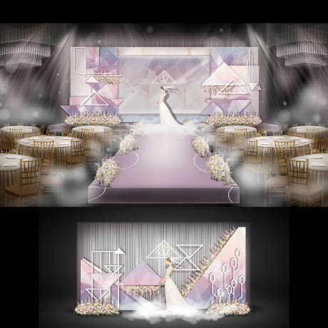 编号：20210930125033719【享设计】源文件下载-紫色主题婚礼舞台设计