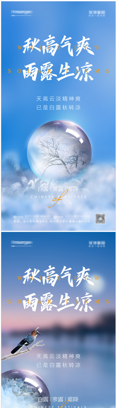 源文件下载【白露寒露霜降节气系列海报】编号：81930006595799545