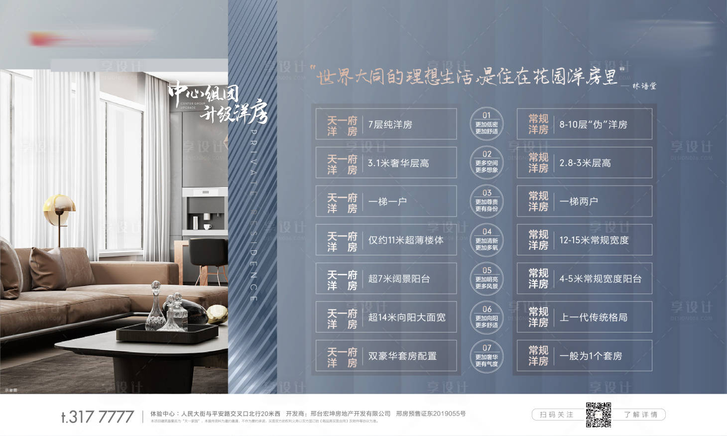 源文件下载【享设计】搜索编号：49050006786685514【地产洋房与高层对比广告展板】
