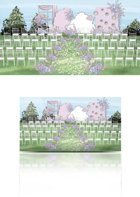 编号：20211001155030786【享设计】源文件下载-户外梦幻紫色浪漫婚礼现场效果图