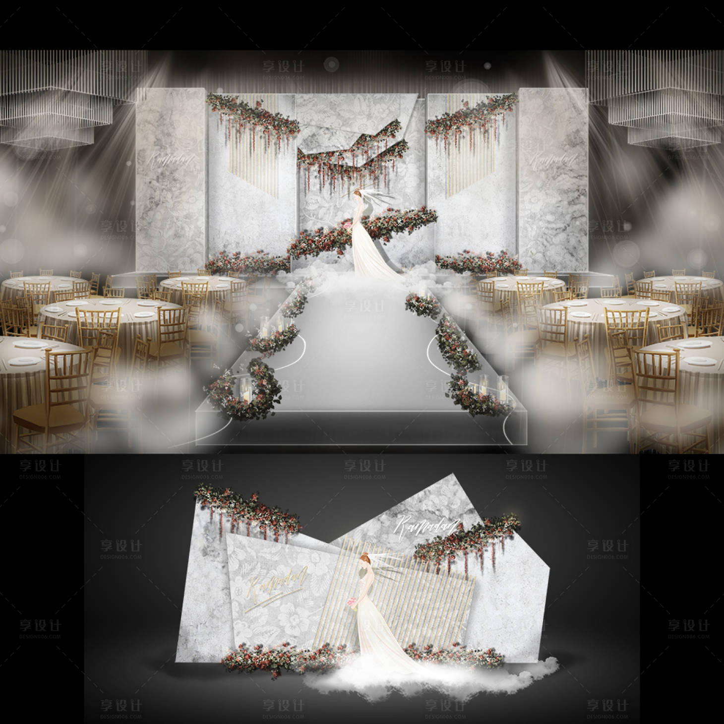 源文件下载【享设计】搜索编号：26410006697498438【白色浪漫主题婚礼活动展板】