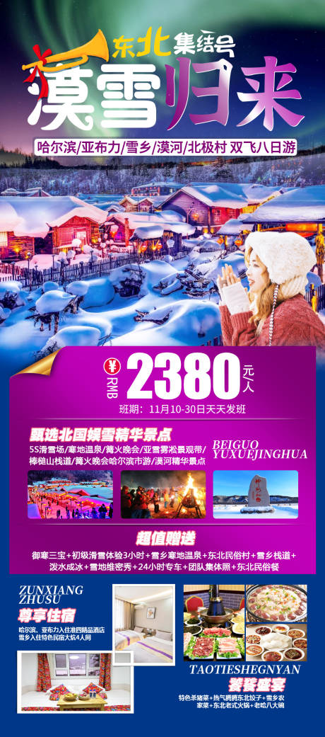 漠雪归来哈尔滨旅游海报