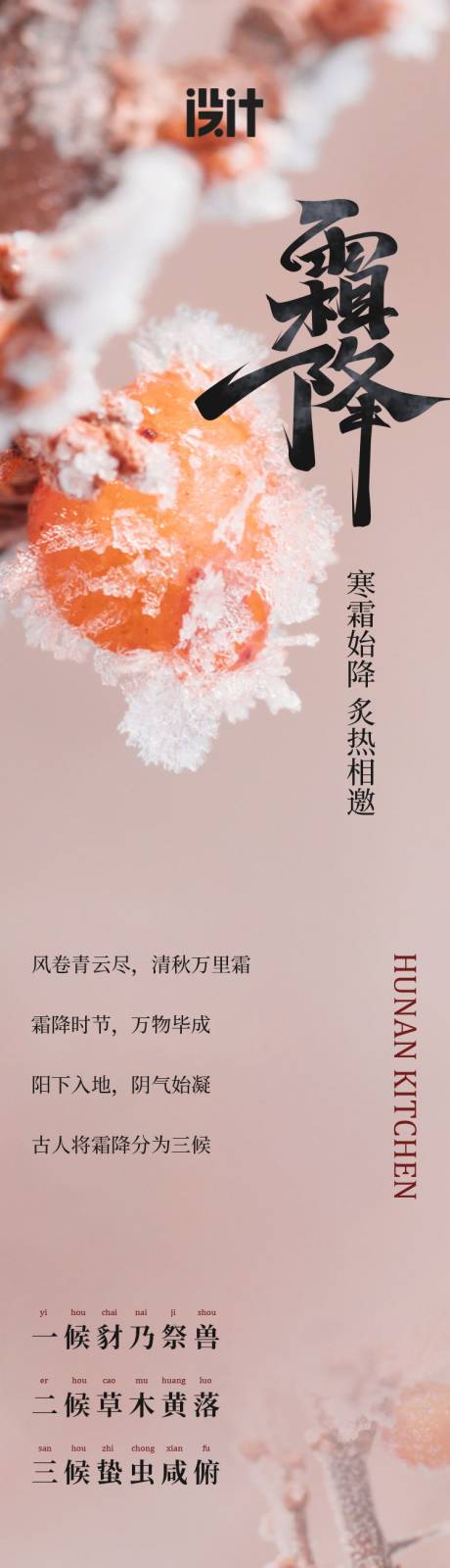 湘菜中式餐饮霜降长图海报