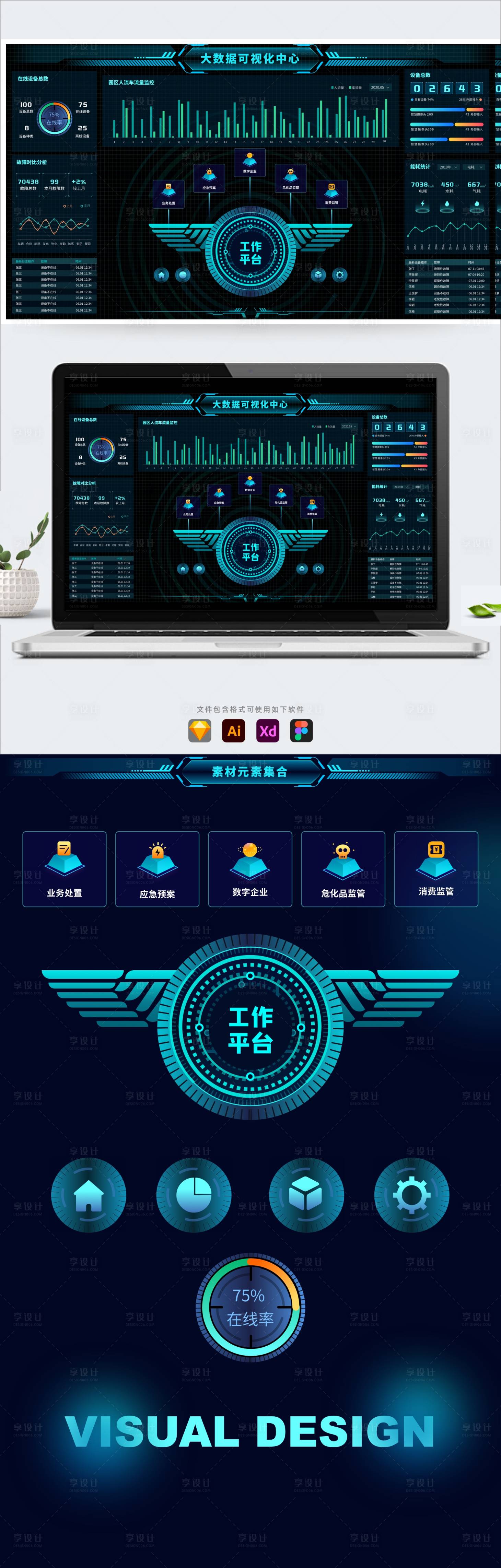 源文件下载【科技感可视化大数据智慧监管理后台】编号：48860006709003981