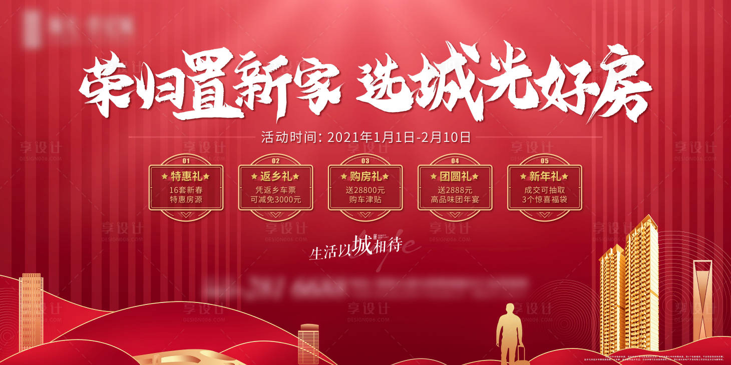 源文件下載【享設計】搜索編號：47700006786232928【房地產新年置業紅金活動展板】