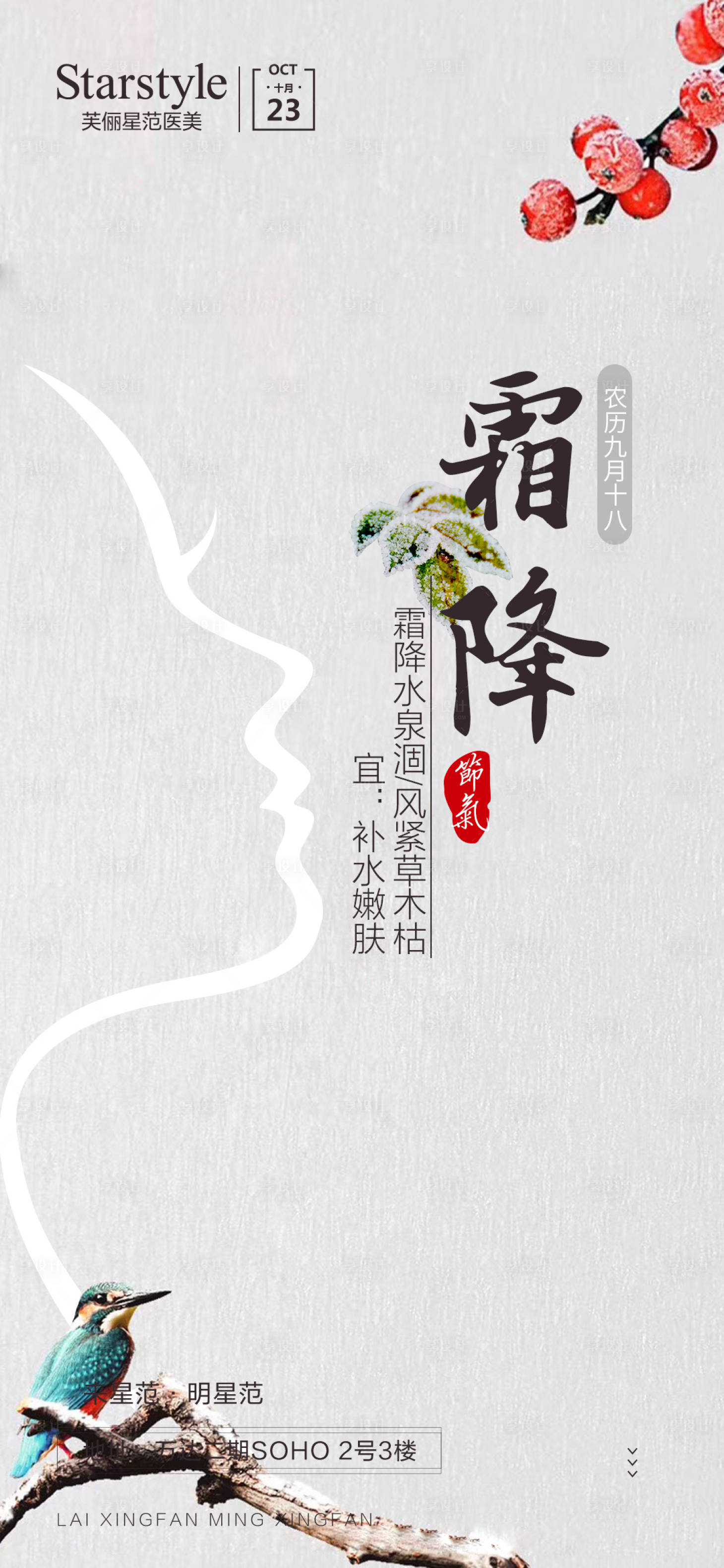 源文件下載【享設計】搜索編號：57250006944064427【醫美霜降節氣海報】