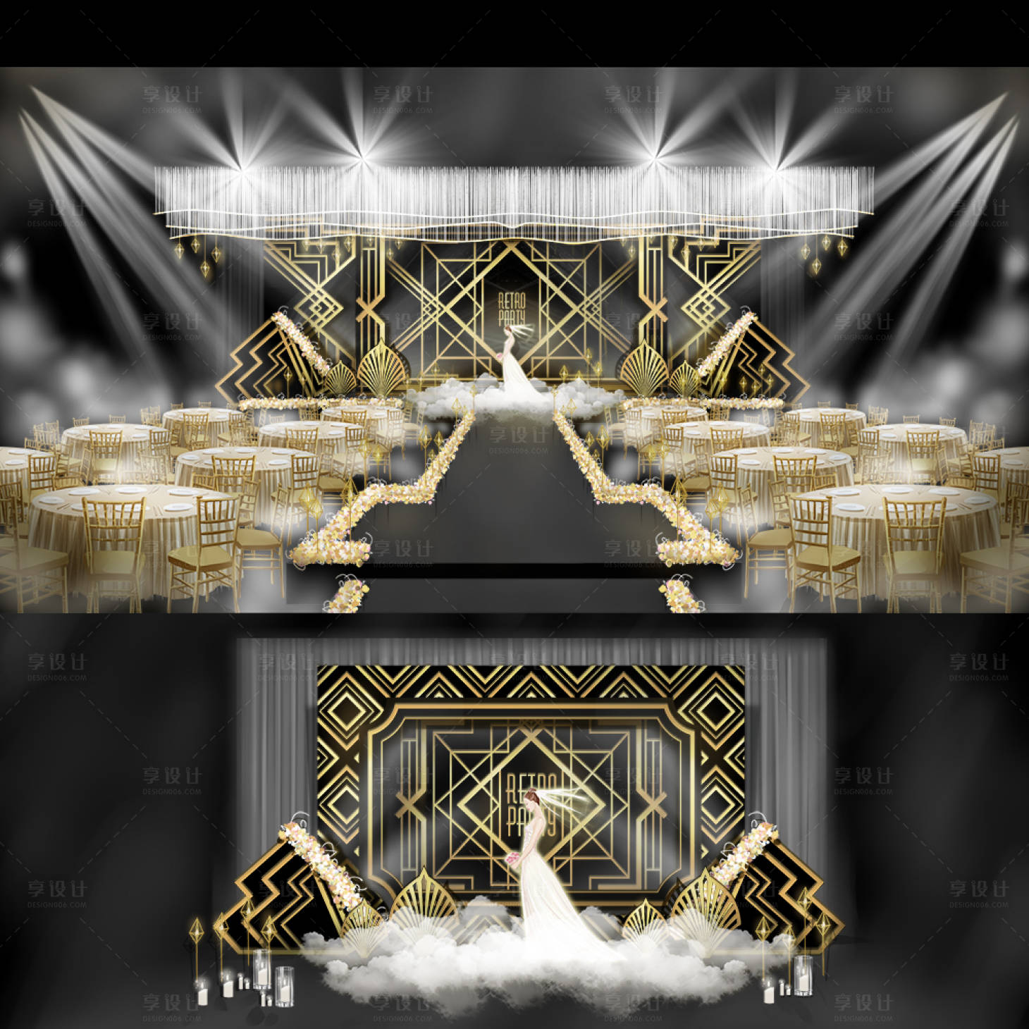 源文件下载【享设计】搜索编号：32830006697682397【金色高端大气婚礼活动展板】