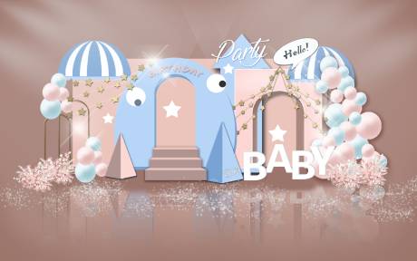 源文件下载【享设计】搜索编号：86890007009198919【马卡龙配色宝宝宴活动展板】